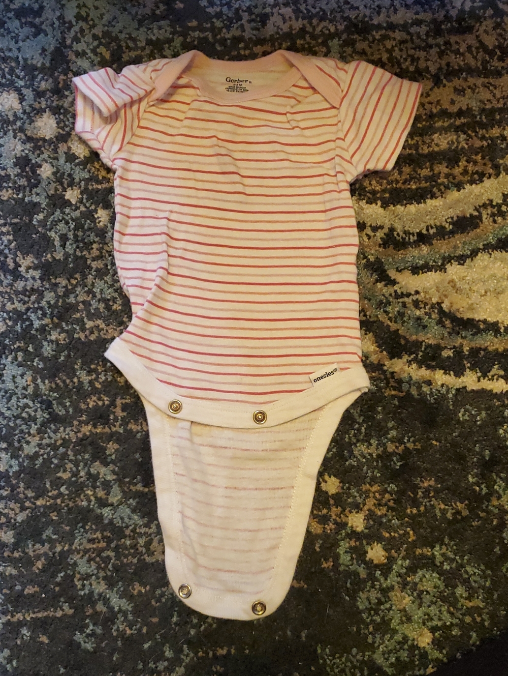 Gerber White and Pink Striped Baby Bodysuit